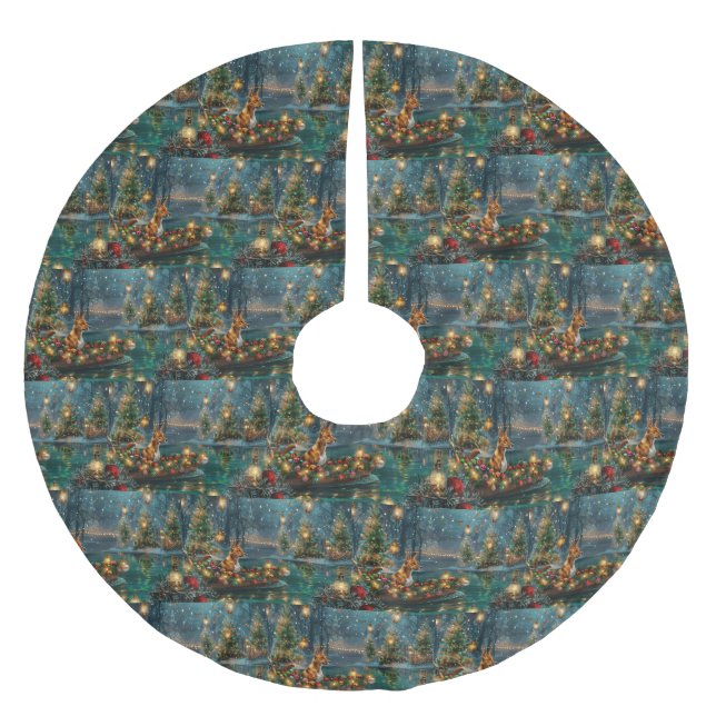 Saia Para Árvore De Natal De Poliéster Basenji Natal Festivo Voyage (Frente)