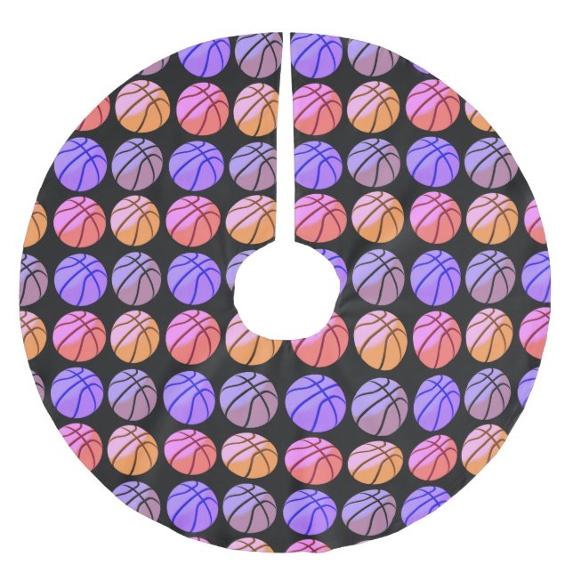 Saia Para Árvore De Natal De Poliéster Basquete Pop Art (Frente)