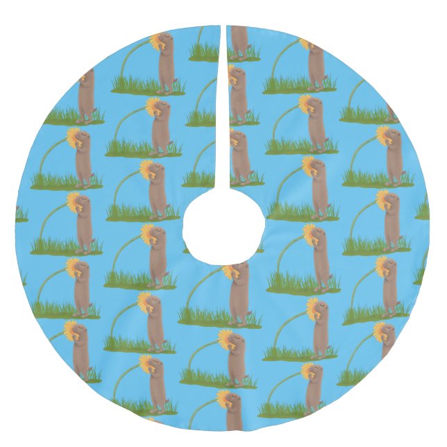 Saia Para Árvore De Natal De Poliéster BD de cãozinho da pradaria (Frente)