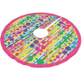 Saia Para Árvore De Natal De Poliéster [Beatnik Bubbles] Bolinhas retrorreflectora, rosa