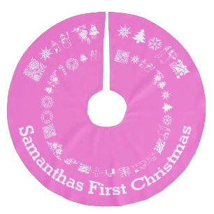 Saia Para Árvore De Natal De Poliéster Bebês personalizados primeiro Natal