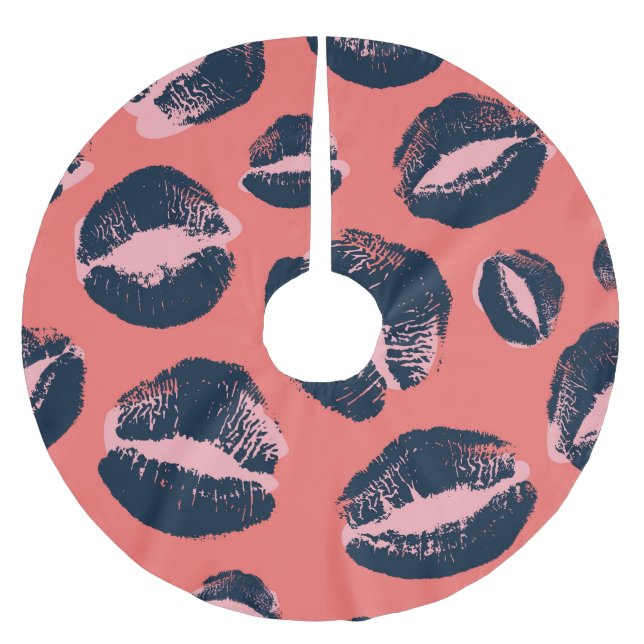 Saia Para Árvore De Natal De Poliéster Beijo Leopard: Impressão de Moda Lipstick (Frente)