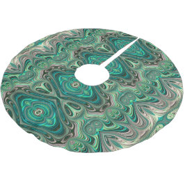Saia Para Árvore De Natal De Poliéster Bela Arte Teal Estilo Deco Fractal Abstrato