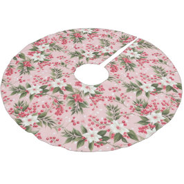 Saia Para Árvore De Natal De Poliéster Belo Natal Rosa, Floral E Berries