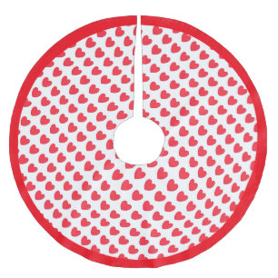 Saia Para Árvore De Natal De Poliéster Belo padrão cardíaco em branco