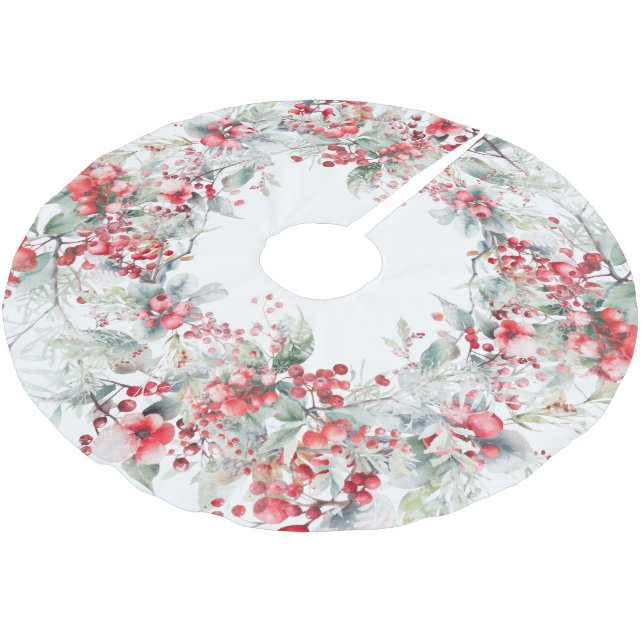 Saia Para Árvore De Natal De Poliéster Berries clássicos de férias (Inclinado)