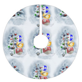Saia Para Árvore De Natal De Poliéster Billiards Ball Snowman Natal