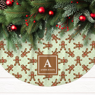 Saia Para Árvore De Natal De Poliéster Biscoito de Gengibre Verde-Menta Monograma Natal