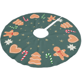 Saia Para Árvore De Natal De Poliéster Biscoitos de gengibre de Natal Tapete de árvore Ve