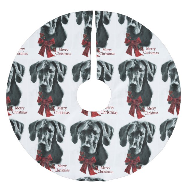 Saia Para Árvore De Natal De Poliéster Black Great Dane Christmas (Frente)