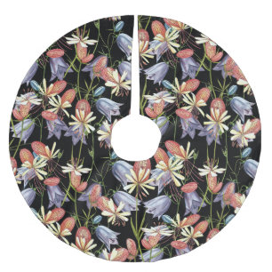 Saia Para Árvore De Natal De Poliéster Bladder Campion Bells: Watercolor Floral