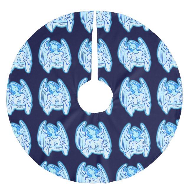 Saia Para Árvore De Natal De Poliéster Blue Angel Tree Skirt (Frente)