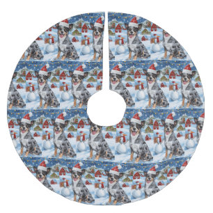 Saia Para Árvore De Natal De Poliéster Blue Heeler Dog Winter Wonderland Natal Joy