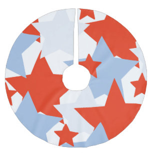Saia Para Árvore De Natal De Poliéster Blue Stars Quarto de julho Patriotic Red