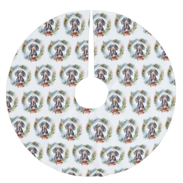 Saia Para Árvore De Natal De Poliéster Bluetick Coonhound Fúria Festiva Pup (Frente)