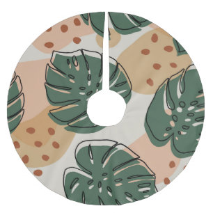 Saia Para Árvore De Natal De Poliéster Boho monstera: padrão abstrato tropical