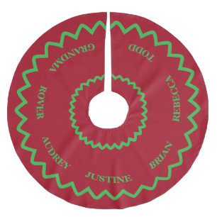 Saia Para Árvore De Natal De Poliéster Bonito Camisa Vermelha e Verde com Nomes