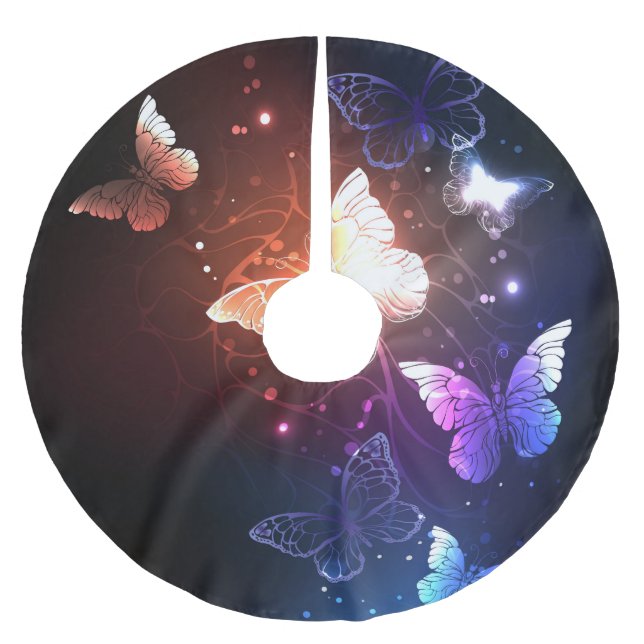 Saia Para Árvore De Natal De Poliéster Borboletas noturnas brilhantes (Frente)