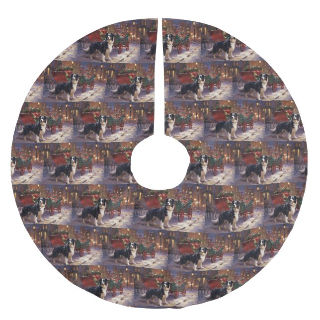 Saia Para Árvore De Natal De Poliéster Border Collie Christmas Fesason (Frente)
