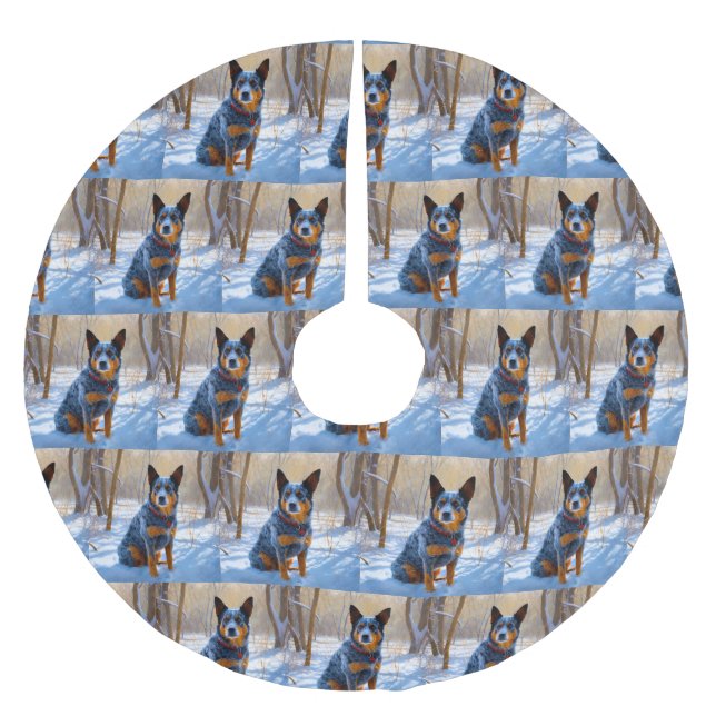 Saia Para Árvore De Natal De Poliéster Bovinos Australianos Deixam nevar no Natal (Frente)