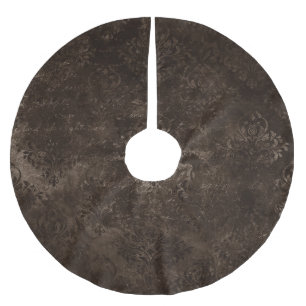 Saia Para Árvore De Natal De Poliéster Bronze Velvet Damask   Grunge Floral Ouro Castanho
