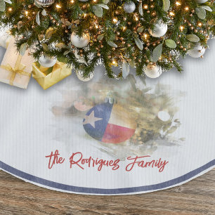 Saia Para Árvore De Natal De Poliéster BrushAVC Texas Flag Enfeites de natal Art