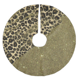 Saia Para Árvore De Natal De Poliéster Brushstrokes clássicos do impressão do leopardo