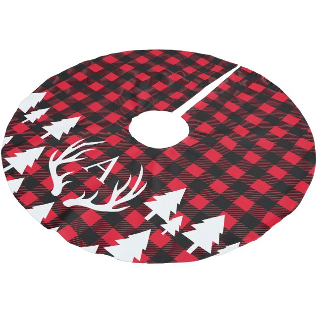 Saia Para Árvore De Natal De Poliéster Búfalo Russo Cheque Xadrez Brancos (Inclinado)