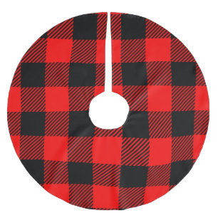 Saia Para Árvore De Natal De Poliéster Buffalo Check Red and Black Lumberjack Xadrez Deco