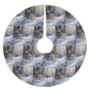 Saia Para Árvore De Natal De Poliéster Buldogue Deixe-O Neve Bruto