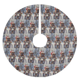 Saia Para Árvore De Natal De Poliéster Bullmastiff Dog Andando na Moto Natal