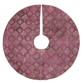 Saia Para Árvore De Natal De Poliéster Burgundy Red Dourada Damask
