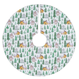 Saia Para Árvore De Natal De Poliéster Cabinas de Cozinha Aquarela em Pinheiros