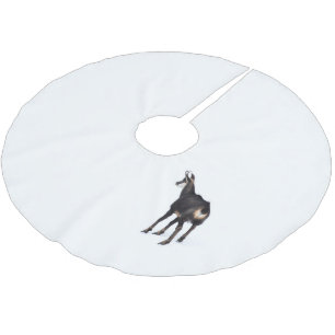 Saia Para Árvore De Natal De Poliéster Cabra de montanha de Chamois alpina minimalista na