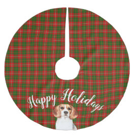 Saia Para Árvore De Natal De Poliéster Cachorro de Beagle de Aquarela Personalizado