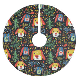 Saia Para Árvore De Natal De Poliéster Cachorro de Natal