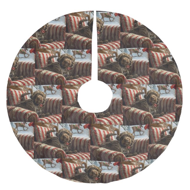 Saia Para Árvore De Natal De Poliéster Cachorro de Natal Festivo (Frente)