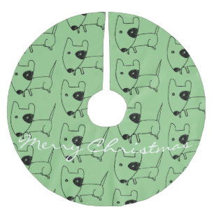 Saia Para Árvore De Natal De Poliéster Cachorro Mínimo Escuro Menor e Bonito Thunder_Cov