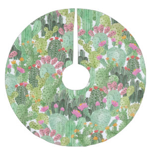 Saia Para Árvore De Natal De Poliéster Cacto Pintado à Mão: Verde Deserto