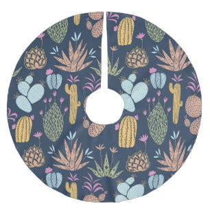 Saia Para Árvore De Natal De Poliéster Cactus Charm: Vintage Floral Colorida