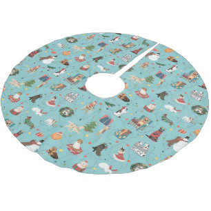 Saia Para Árvore De Natal De Poliéster Cães Festivos Feriados em Suéteres de Natal