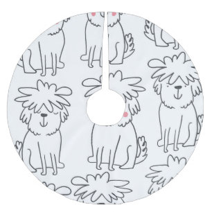 Saia Para Árvore De Natal De Poliéster Cães pelados à mão: padrão vintage.