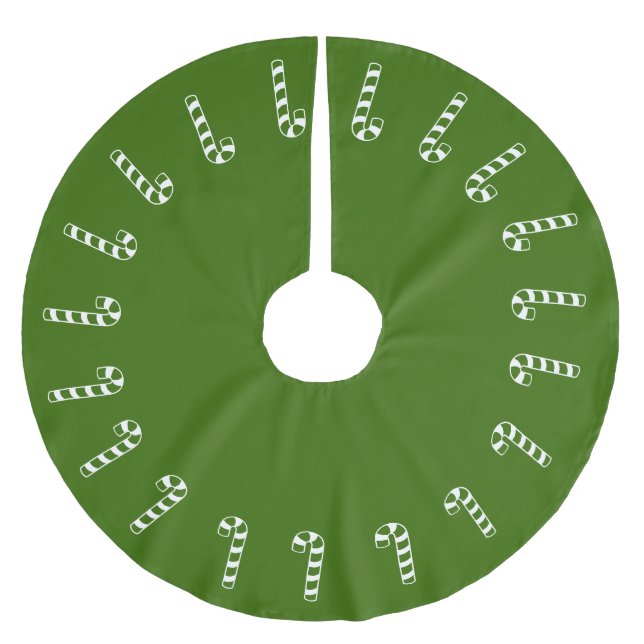 Saia Para Árvore De Natal De Poliéster Camisa-Árvore - Canas-Doces Verdes (Frente)