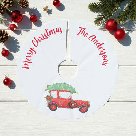 Saia Para Árvore De Natal De Poliéster Camisa branca do Carro Vermelho Natal