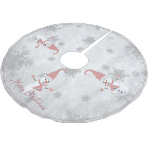 Saia Para Árvore De Natal De Poliéster Camisa de Árvore Bonita Rosa Snowman