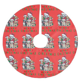 Saia Para Árvore De Natal De Poliéster Camisa de árvore de Natal com cães