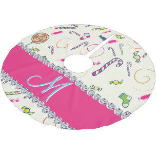 Saia Para Árvore De Natal De Poliéster Camisa de Árvore de Poliéster Bruta de Candy Cane 