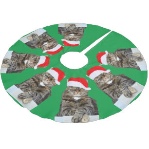 Saia Para Árvore De Natal De Poliéster Camisa de Foto do Gato de Natal