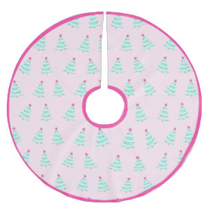 Saia Para Árvore De Natal De Poliéster Camisa-de-Natal Cor-de-rosa-branca Pastel