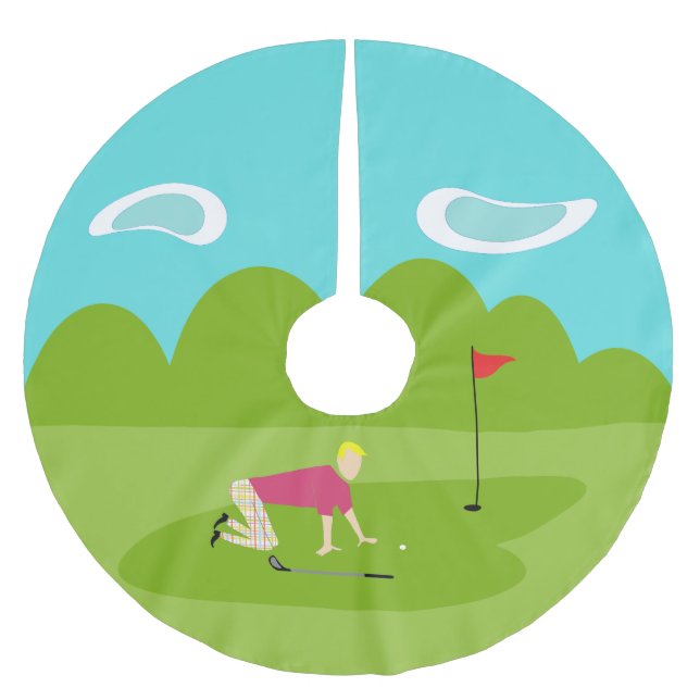 Saia Para Árvore De Natal De Poliéster Camisa de Natal de Golfer Retro (Frente)